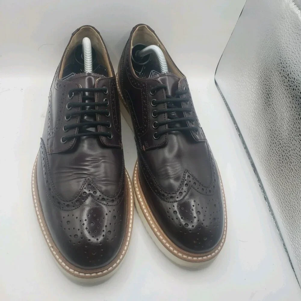 Men Ted Baker London Edling Wingtip Dress Up Shoes Leather Burgundy mens size 11 - Picture 2 of 7